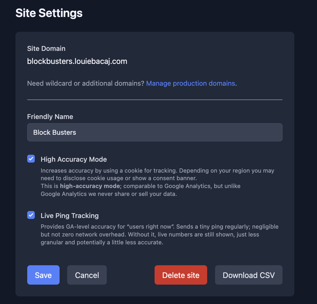 Download CSV button